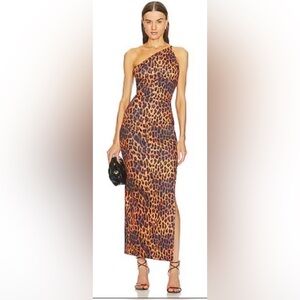 NWT Victor Glemaud Strappy One Shoulder Leopard Maxi
Dress